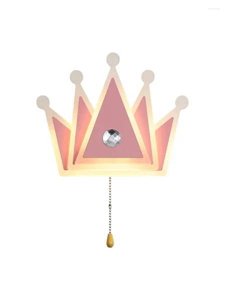 Wandlampen Nordic Rosa Kabelschalter Schlafzimmer Kinderzimmer Krone Schattenlampe Hochzeit Prinzessin Wandlampen Lichter Beleuchtung