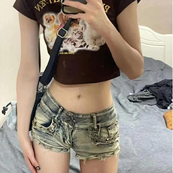 Shorts Sommer Low Rise Denim Super Shorts 2023 Mode neue Vintage Blue Skinny Hip Short Jeans, die vielseitige Hosen pendeln