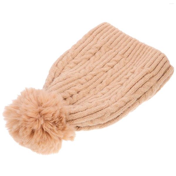 Berretti Twist Berretto con palla di pelliccia Cappello termico Cappelli da esterno per donna Berretti lavorati a maglia lavorati a maglia