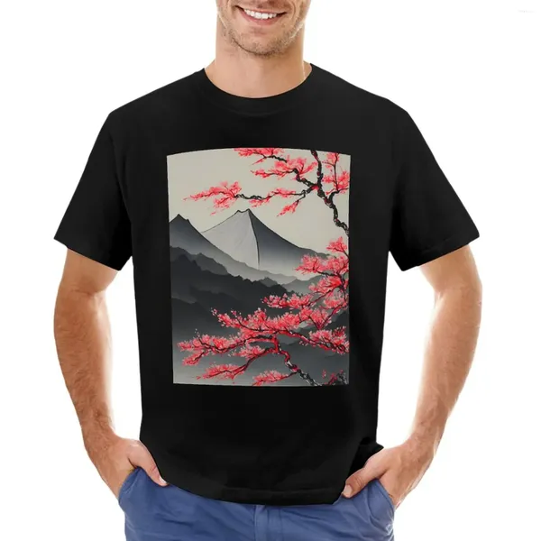 Regatas masculinas Sumi-E Ink Wash Paisagem Pintura Camiseta Camisetas Personalizadas Camisa Gráfica Homens de Grandes Dimensões