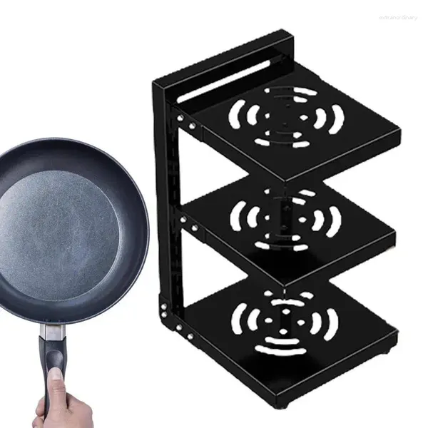 Armazenamento de cozinha 2 camadas pan pot rack organizador armário ajustável despensa pia titular