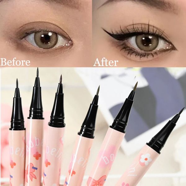 6 Farben ultrafeiner flüssiger Eyeliner-Stift, Make-up, rosa, braun, liegender Seidenraupenstift, langlebig, wasserdicht, Quickdry Cosmetics 240111