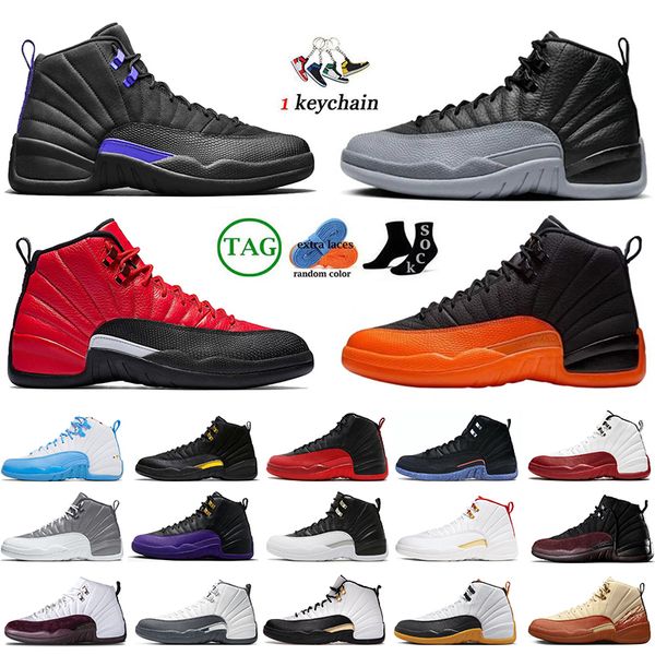 Mens 12 High OG 12s Sapatos de Basquete Jumpman Wolf Grey Campo Roxo Sapatilhas Ovo Preto Branco Vermelho Táxi Brilhante Laranja Playoffs Mulheres Treinadores Esportes