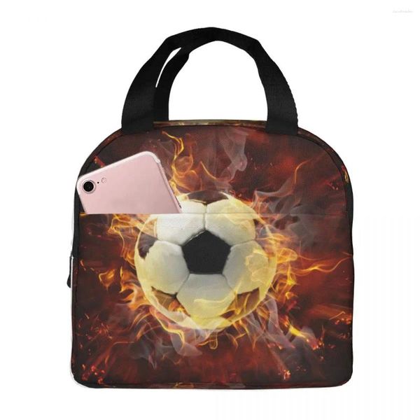 Borsa per il pranzo leggera da calcio per stoviglie isolata con scomparti Maniglia riutilizzabile portatile per la scuola di picnic dei bambini