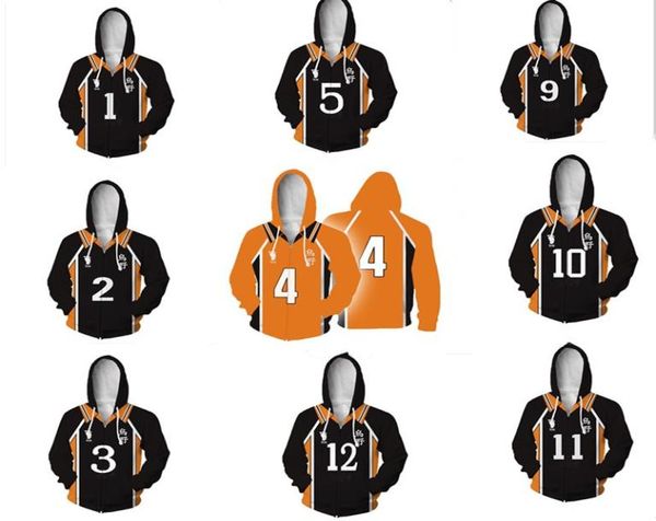 Anime Haikyuu Felpa con cappuccio Felpa Giacca Cosplay Cappotto con stampa 3D Haikyuu Karasuno High School Volleyball Club Hinata Shoyo Costume7429090