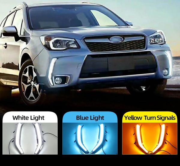 2 шт. для Subaru Forester 2013 2014 2015 2016 2017 2018 светодиодные ДХО дневные ходовые огни дневного света водонепроницаемые желтые сигнальные лампы9341171