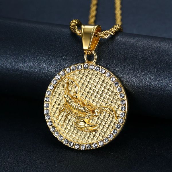 2024 Скорпион Овен 12 Созвездие кулон ожерелье золотой цвет 14-каратного желтого золота цепочка для мужчин женщин ювелирные изделия зодиака подарок на день рождения