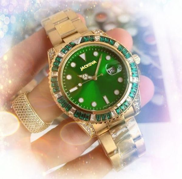 Роскошные часы из нержавеющей стали с кварцевой батареей, супер яркий сапфир, водонепроницаемое кольцо с красочными бриллиантами, большой циферблат, деловой браслет для отдыха, наручные часы, подарки