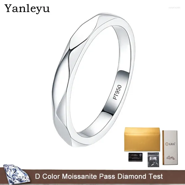 Anéis de Cluster Yanleyu Simples Suave Anel Simples Geométrico Irregularidades Casal para Homens e Mulheres PT950 Platinum Fine Jewelry Presente