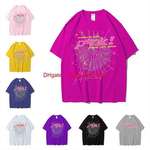 Homens camisetas Vintage Impressão Sp5der 555555 Anjo Número Camiseta Homens Mulheres B Qualidade Spider Web Padrão T-shirt Top Tees G230427 66XK