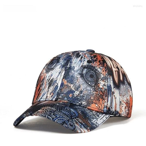 Caps de bola Caps Europeu e Americano Crânio de Trendência Abstract Graffiti Baseball Cap Sports Sports Moda Casual Casual Ajustável