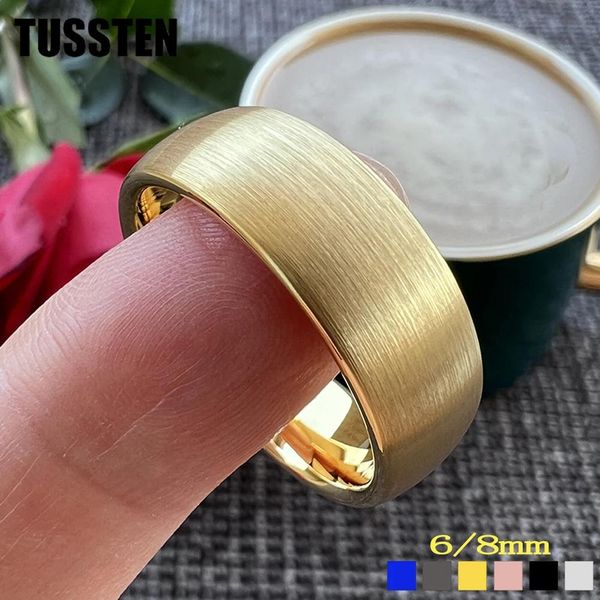 Bandas dropshipping tussten 6mm/8mm homens mulheres casal anéis de casamento de tungstênio cúpula escovado agradável jóias conforto ajuste