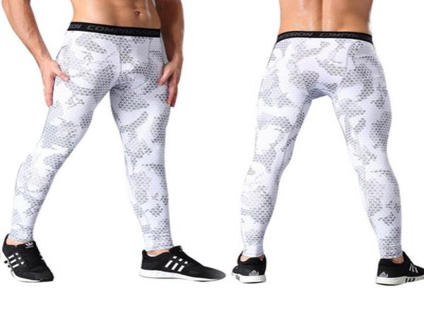 Homens inteiros calças de compressão leggings camada base fitness calças longas calças camo impressão esporte calças secagem rápida jogging running8693131