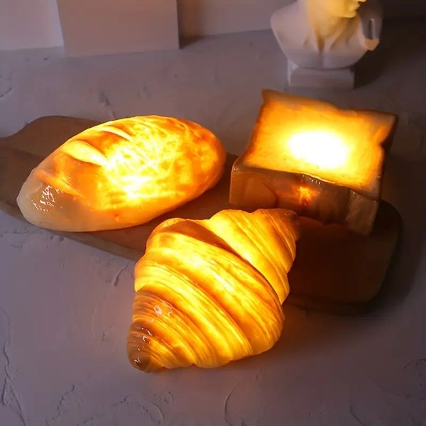 Lâmpada de pão de 1 unidade, enfeites de luz ambiente e luz noturna, presentes criativos de LED para aquecimento noturno, para várias cenas, presentes de Natal, Halloween e ano novo