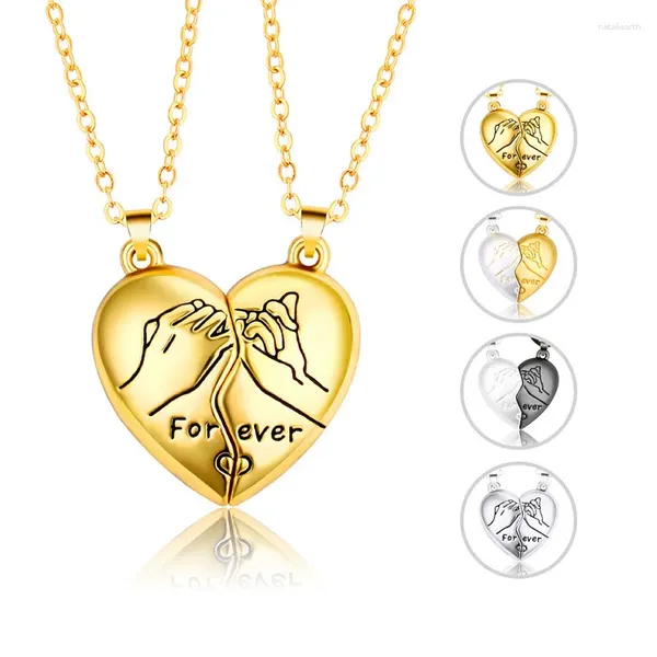 Collane con ciondolo 2 Pz/lotto Coppia Amore Collana di Fascino Magnetico Amicizia Mezzo Cuore Per Le Donne Regalo di San Valentino Dz537