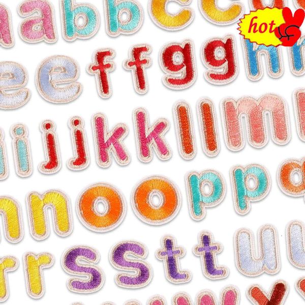 26/Stück/Menge Stoffe Buchstaben Streifen Eisen auf Patch für Kleidung Kinder Baby Mini Kleine Nähen Gestickte Alphabet Groß Parches nette Set