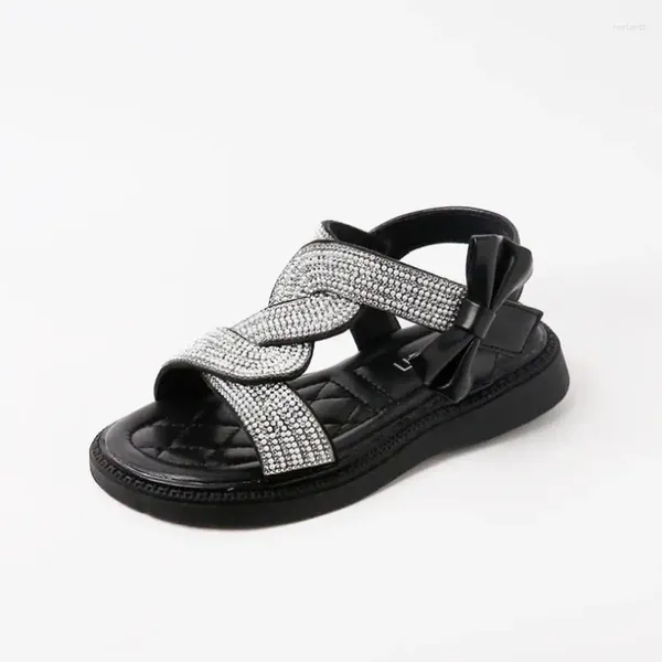 Sandalen Damen 2024 Sommer Kinder Perle Wasser Diamant Damen Römische Schuhe Mode Prinzessin Größe 23-36