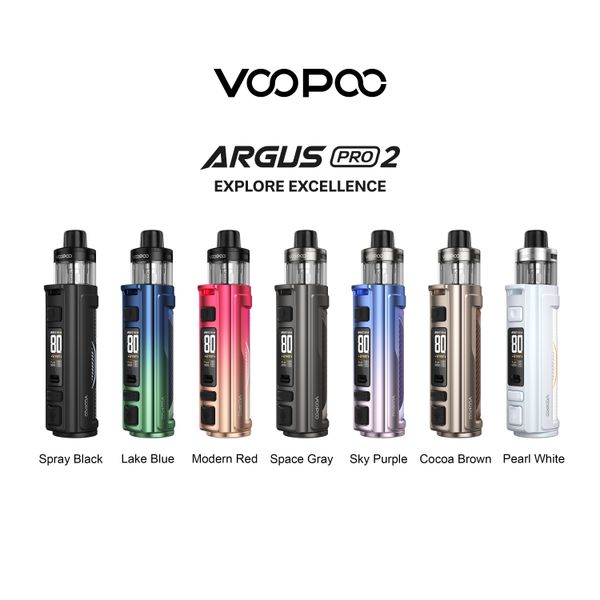 Original VOOPOO Argus Pro 2 Kit 80W Vape 3000mAh Bateria 5ml PnP X Cartucho PnP X Bobina Vaporizador de cigarro eletrônico