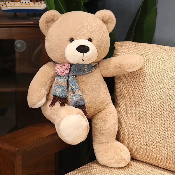Kawaii 4 цвета плюшевый мишка с шарфом чучело медведя плюшевые игрушки кукла подушка для влюбленных детей подарок на день рождения 240111