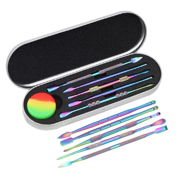 Sigara Balmumu Dabber Tool Kit Set Tank Paslanmaz Çelik Dab Araçlar Silikon Kutu Kavanozu ile Kuru Tütün Su Bong E-Cigarette LL