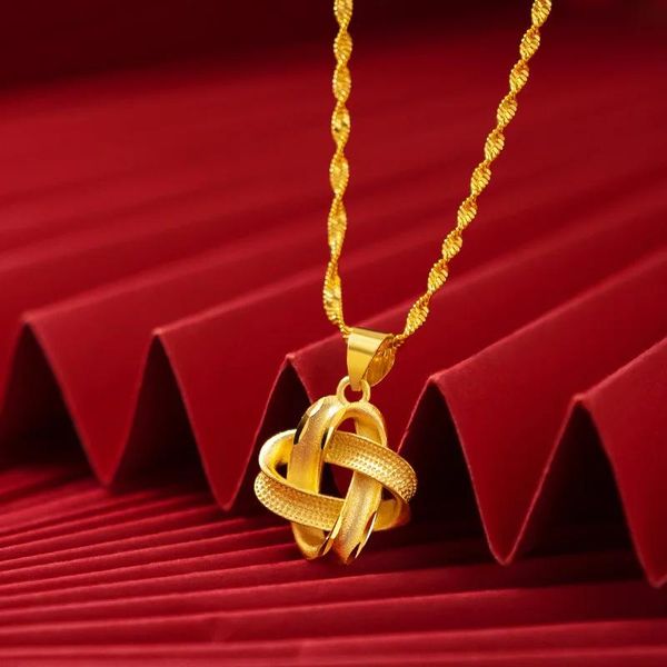 Pingentes real 18k ouro pingente colar nó chinês na moda folha design sólido 999 corrente para mulheres jóias finas presentes