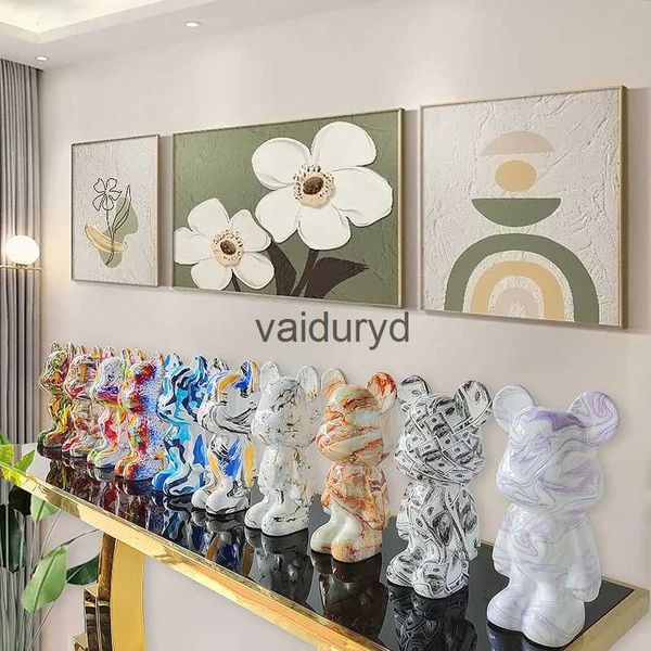 Objetos decorativos estatuetas 28cm urso violento luz luxo boneca dos desenhos animados pequena sala de estar mesa entrada armário tv vinho decoração para casa presentesvaiduryd