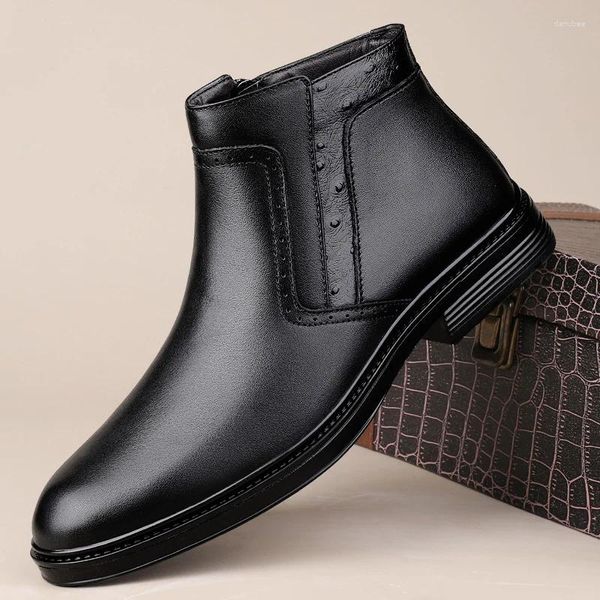 Stiefel Italienische Herren Echtes Leder Kleid Schuhe Knöchel Lässig Business Leicht Hochzeit Aufzug