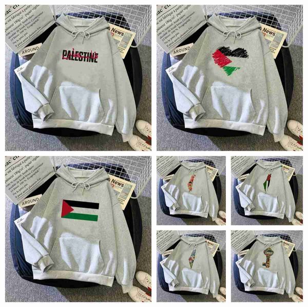 Felpe Felpe con cappuccio da donna Bandiera della Palestina Donna anni '90 Anime Sweat Y2k Felpe estetiche Maglione vintage femminile t5