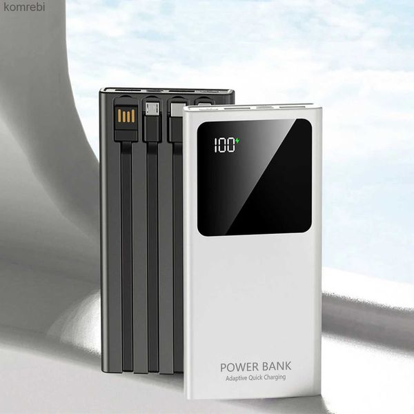 Handy-Powerbanks 20000 mAh Power Bank mit Micro-USB-Typ-C-Kabel Tragbares Ladegerät PowerBank Externer Akku für iPhone Samsung HuaweiL240111