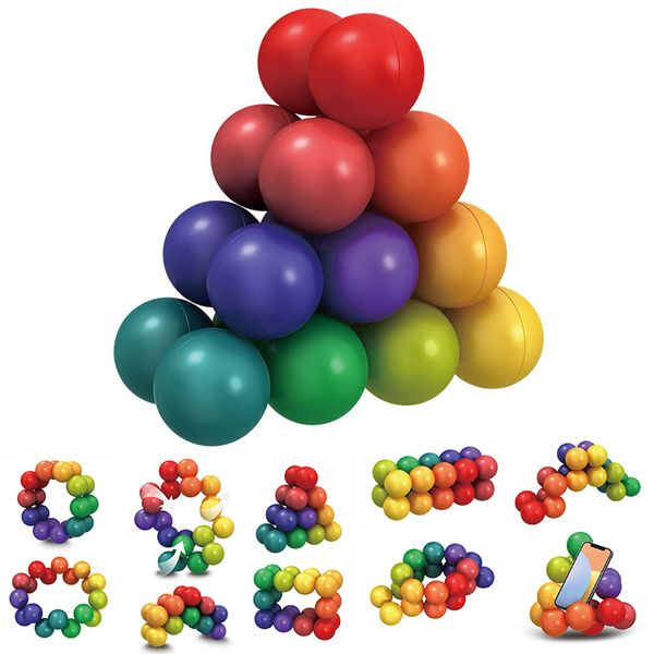 Bunte 3D-Ball-Brettspiele, freie Rotation, variable Form, pädagogisches Puzzle-Ball-Spielzeug, Spielzeug zum Stressabbau