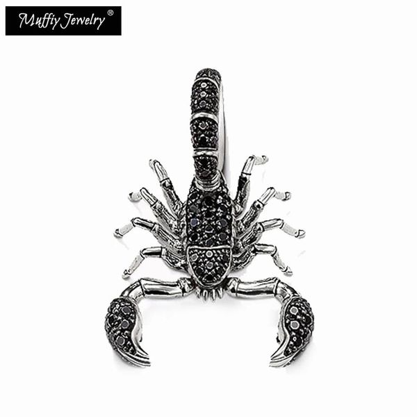 Ringe, schwarzer Skorpion-Anhänger, passende Halskette im europäischen Stil, Rebel-Mode, guter Schmuck für Männer und Frauen, Bijoux-Geschenk in Sterling Silber