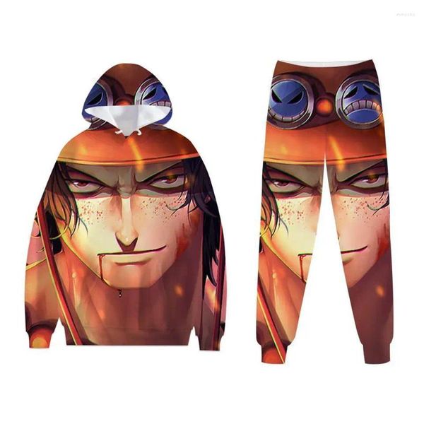 Tute da uomo Vendita Anime Manga ONE PIECE Stampato Abbigliamento Cosplay 3D Trendy Harajuku Tuta Tute Moda Kid Felpa con cappuccio Set di pantaloni