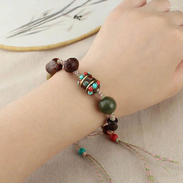 Charme pulseiras dropshiping retro nepalês grânulo tecido pulseira para mulheres estilo étnico tibetano atacado