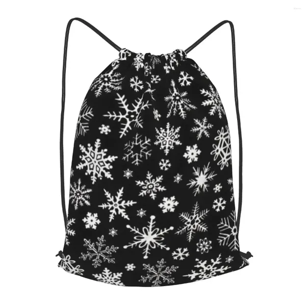 Sacos de compras Tecido de Natal Neve Cordão Mochila Homens Ginásio Treino Fitness Sports Bag Bundled Yoga para Mulheres
