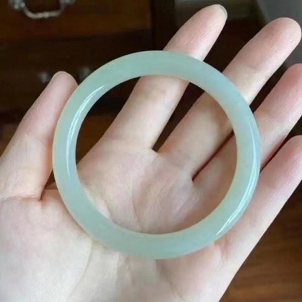 Bangles ince takılar beyaz yeşim bilezik kadınlar Accessorie gerçek Çin nefrit hetian jades taş ince yuvarlak bar bileklik jadeite bileklik