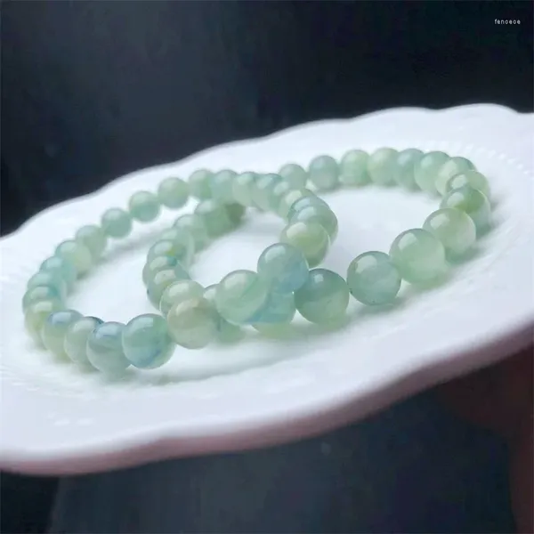 Link pulseiras natural verde kyanite pulseira feminina cura pedra preciosa cristal costa pulseiras amantes jóias presente 1 pçs 7mm