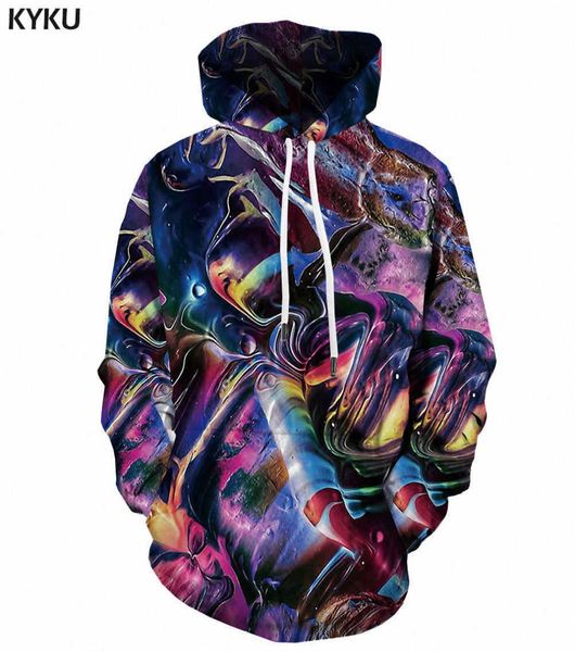 Kyku Brand Galaxy Hoodie Men Space Capuz Abstract Casual 3D Impresso Psychedelic Hoody Anime Sweatshirt Impressão de roupas masculinas H0905480772