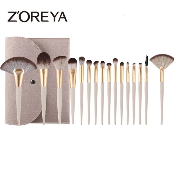 ZOREYA pinceaux de maquillage ensemble 16 pièces poudre fond de teint cils grand ventilateur ombre à paupières maquillage brosse beauté cosmétique outil 240111