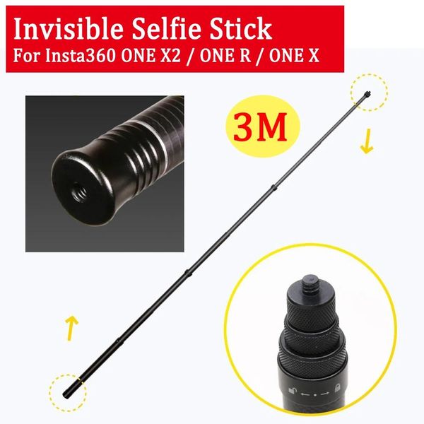 Accessori 3M Insta360 ONE X2/R Bastone selfie invisibile per ONE X2/ONE R/ONE X Bastone ultraleggero in fibra di carbonio NUOVO accessorio per fotocamera d'azione