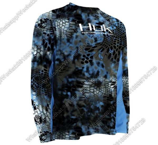 HUK Fishing Wear Blu Upf 50 Uv Camicia da pesca personalizzata Manica lunga Giacca estiva Abito traspirante Camisa Pesca Jersey Squame di pesce 224251516