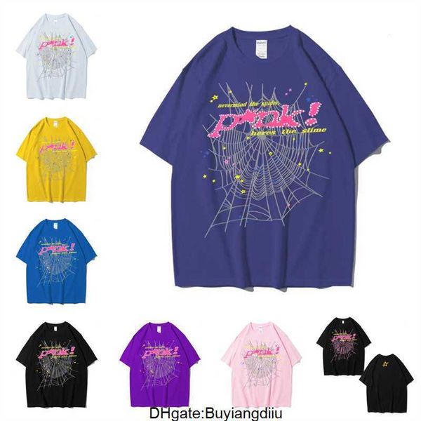 2024 Erkek Tişörtleri 555 Hip Hop Kanyes Style SP5der T Shirt Spider Jumper Avrupa ve Amerikalı Genç Şarkıcılar Kısa Kollu 6O6K