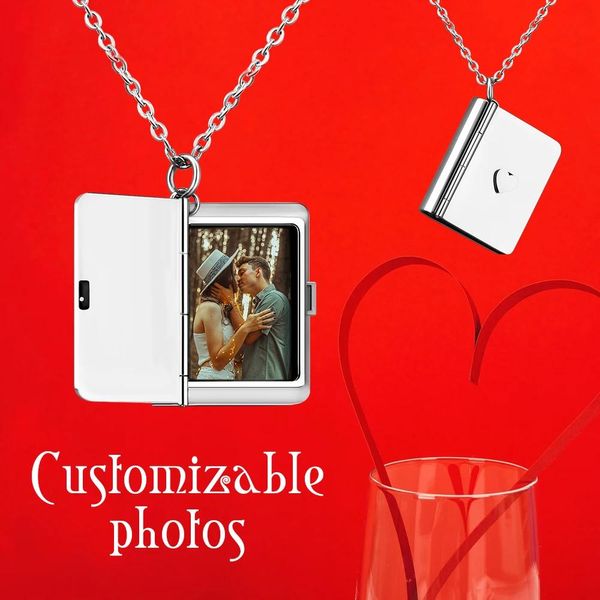Collane Nuovo album fotografico di arrivo Collana a sospensione con 4 immagini Collana in acciaio inossidabile Regalo di gioielli personalizzati per San Valentino