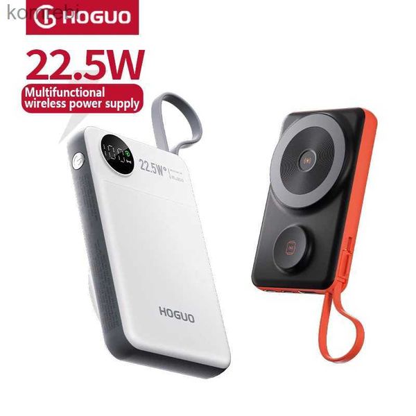 Bancos de energia para telefone celular Carregador rápido Banco de energia de bateria com cabo Powerbank magnético sem fio para iPhone Huawei Iwatch Earbuds10000mAh PD22.5 WL240111