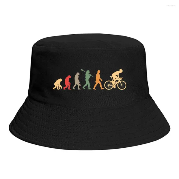 Berets ciclismo vintage evolução balde chapéu para mulheres homens adolescente dobrável bob pescador chapéus panamá boné streetwear