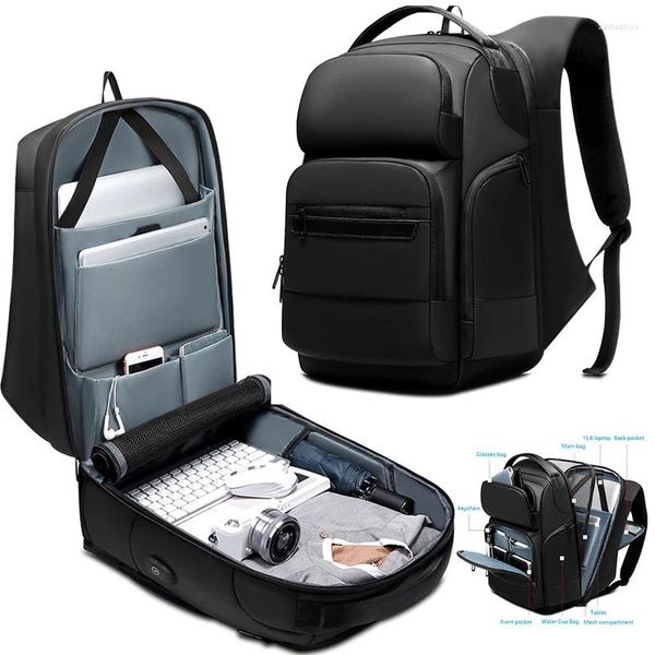 Mochila à prova d'água de grande capacidade, mochilas de viagem para homens, antirroubo, laptop de 15,6 polegadas, carregamento USB, bolsa de negócios