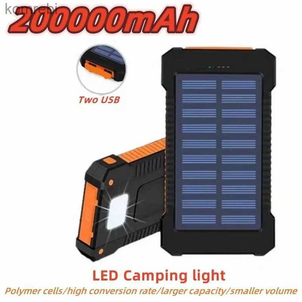 Handy-Powerbanks, 100 % neu, 200000 mAh, Top-Solar-Powerbank, wasserdicht, Notfall-Ladegerät, externe Batterie, Powerbank für MI iPhone, LED-SOS-Licht, L240111