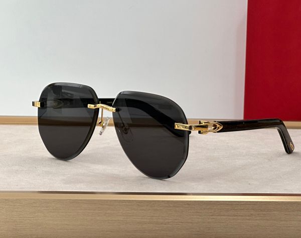 Randlose Pilotensonnenbrille Gold Schwarz/Schwarz Rauchglas Herren Designer-Sonnenbrille Shades Sunnies Gafas de Sol UV400 Brillen mit BoxE1G0