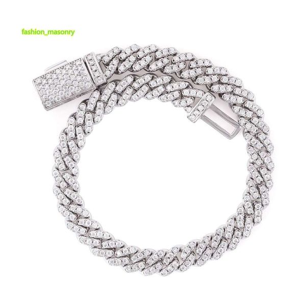 Bracciale Hip Hop da 6 mm Collana Hipster Personalizzato Moissanite Diamante Rombo Catena cubana Bracciale da uomo Confezione regalo S925 Argento