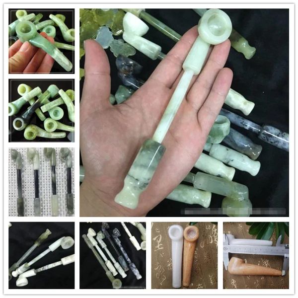 Jade fumar gloss pedra tubo de tabaco mão cigarro titular filtros tubos 3 estilos ferramentas acessórios plataformas petrolíferas zz