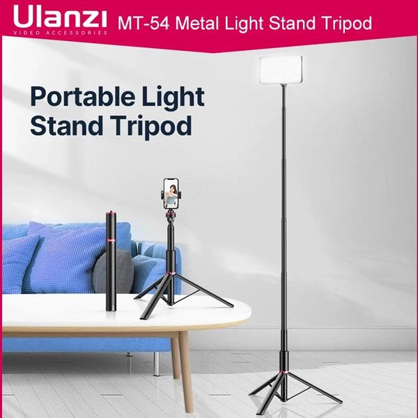Einbeinstative Ulanzi Mt54 Tragbares Metall-Lichtstativ mit Telefonhalterhalterung Stativ Einbeinstativ für LED-Videolichtkamera Smartphone-Projektor